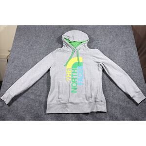 The North Face Women's Hoodie Size M Gray Multicolor Logo Pullover Sweatshirt